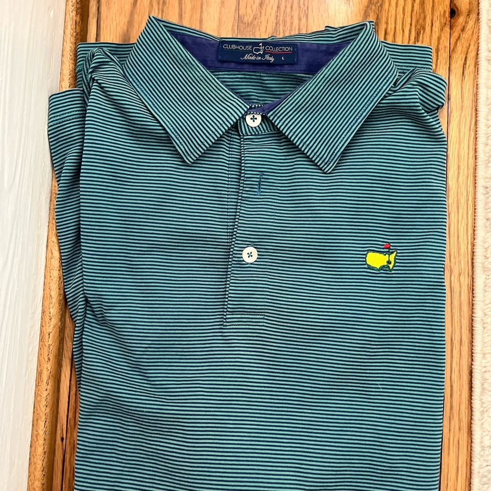 Masters Striped Polo Shirt with Embroidered Logo